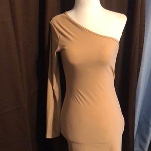 Off the shoulder nude dress